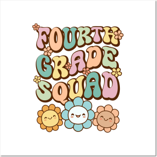 Groovy Fourth Grade Squad Back To School Cute  Flower Retro Vintage Posters and Art